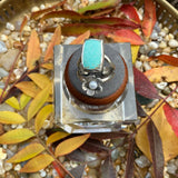 Rectangle Turquoise Dual Stone & Flower Ring