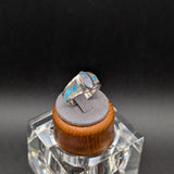 Australian Lightning Ridge Opal Ring with Turquoise & Pink Opal Inlay