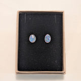 Australian Opal Stud 925 Sterling Silver Earrings Oval