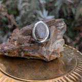 Australian Boulder Opal Ring with Turquoise & Lapis Inlay