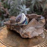 Australian Boulder Opal Ring with Turquoise & Lapis Inlay