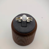 White Australian Opal & Gold Nugget Ring