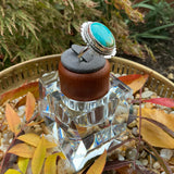 Royston Turquoise Wrapped in Silver Braid & Fringe Ring