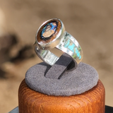 Australian Boulder Opal Ring with Turquoise Inlay