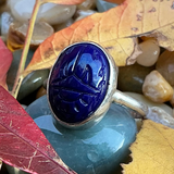 Blue Glass Scarab Ring