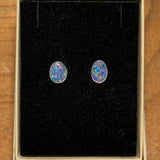 Australian Opal Stud 925 Sterling Silver Earrings Oval