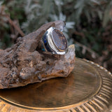 Australian Boulder Opal Ring with Turquoise & Lapis Inlay