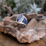 Australian Matrix Opal Ring with Lapis Inlay