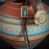Turquoise Number Eight Mine in Sterling Silver with Leather ties and Sterling Silver Caps Bolo Tie