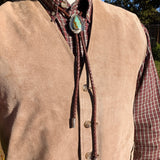 Turquoise in Sterling Silver with Leather ties and Sterling Silver Caps Bolo Tie