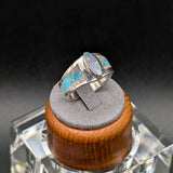 Australian Lightning Ridge Opal Ring with Turquoise & Pink Opal Inlay