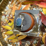 Australian Opal in Hammered Silver Band