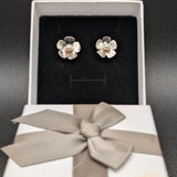 Small Sterling Silver Flower & Pearl Earrings