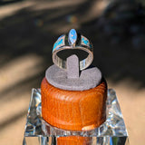 Australian Lightning Ridge Opal Ring with Turquoise & Pink Opal Inlay