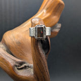 Australian Boulder Opal in Hammered Silver Band