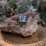 Australian Matrix Opal Ring with Lapis Inlay