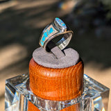 Australian Lightning Ridge Opal Ring with Turquoise & Pink Opal Inlay