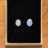 Australian Opal Stud 925 Sterling Silver Earrings Oval
