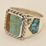 Number Eight Mine Turquoise Ring with Turquoise Mountains Inlay