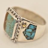 Number Eight Mine Turquoise Ring with Turquoise Mountains Inlay
