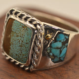 Number Eight Mine Turquoise Ring with Turquoise Mountains Inlay