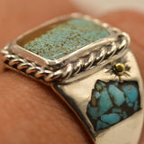 Number Eight Mine Turquoise Ring with Turquoise Mountains Inlay