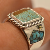 Number Eight Mine Turquoise Ring with Turquoise Mountains Inlay