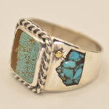 Number Eight Mine Turquoise Ring with Turquoise Mountains Inlay