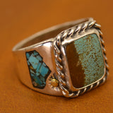 Number Eight Mine Turquoise Ring with Turquoise Mountains Inlay