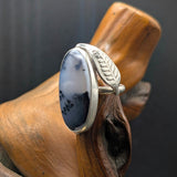 Dendritic Opal With Sterling Silver Leaves