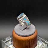 Australian Lightning Ridge Opal Ring with Turquoise & Pink Opal Inlay