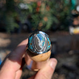 Australian Boulder Opal Ring with Turquoise Inlay