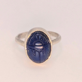 Blue Glass Scarab Ring